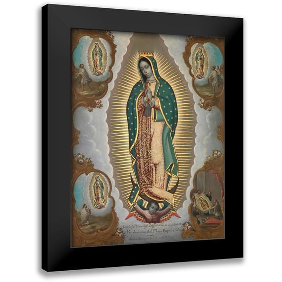 Nicolas, EnrÃÂquez 12x14 Black Modern Framed Museum Art Print Titled - The Virgin of Guadalupe with the Four Apparitions