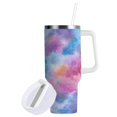 thumbnail image 2 of 40 oz Insulated Stainless Steel Tumbler Double Wall Stainless Steel Tumbler with 2-Way Drinking Watercolor Powder Blue Pattern, 2 of 9