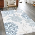 thumbnail image 3 of Blue Sea Turtle Area Rugs 2.7x5 for Living Room, Coastal Coral Summer Beach Nautical Non Slip Washable Rug Runner, Low Pile Indoor Floor Carpet Mat Bathroom Rugs for Bedroom, Kids Room, 3 of 9