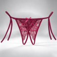 thumbnail image 3 of Iyufng Women's Tie Side Lace Open Crotch Thong Panties Adjustable String Cheeky Low Rise Lingerie Underwear, 3 of 5