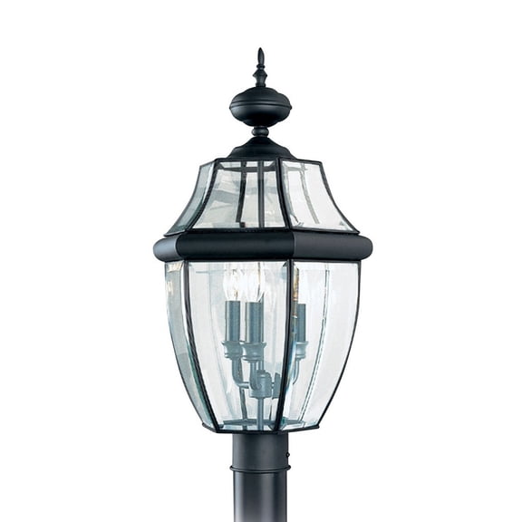 Open Box 8239-12-Generation Lighting-Sea Gull Lighting-Three Light Outdoor Post Fixture in Traditional Style-13 Inch wide by 24 Inch high-Black