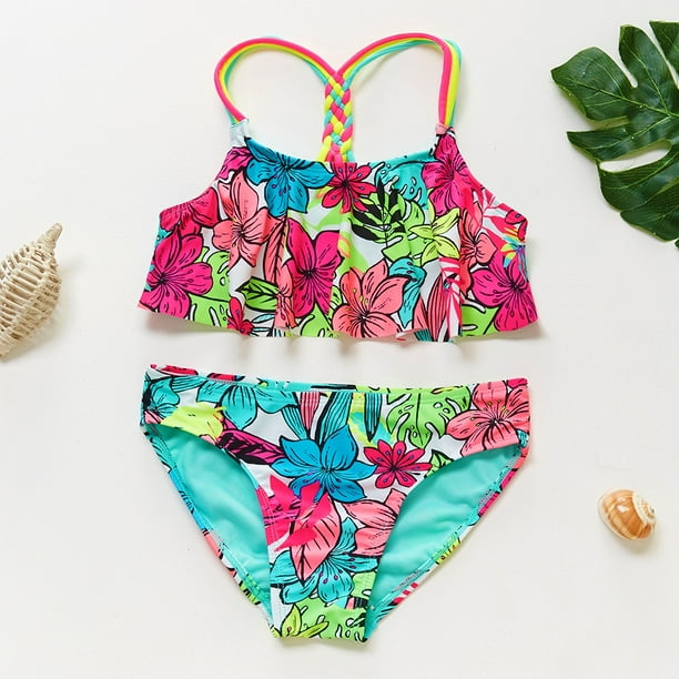 Traje de baño para niñas de 1 a 14 años, traje de baño para niñas, conjunto de Bikini para niños de dos piezas, traje de baño Infantil para niños-ST108mix Tan Jianjun unisex