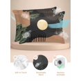 thumbnail image 2 of Boho Black Satin Pillowcase for Hair and Skin with Zipper, Soft Breathable Cooling Silk Pillow Cases, Brown Modern Stripes Moon Abstract Leaf Throw Pillow Covers Standard Size 20"x26" Set of 2, 2 of 6
