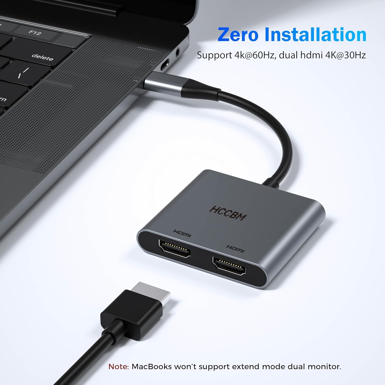 USB C to Dual HDMI Adapter, Dual Monitors Adapter USB C Hub with 2 HDMI Docking Station 4K @60hz for Laptop HP Dell Surface Thinkpad…