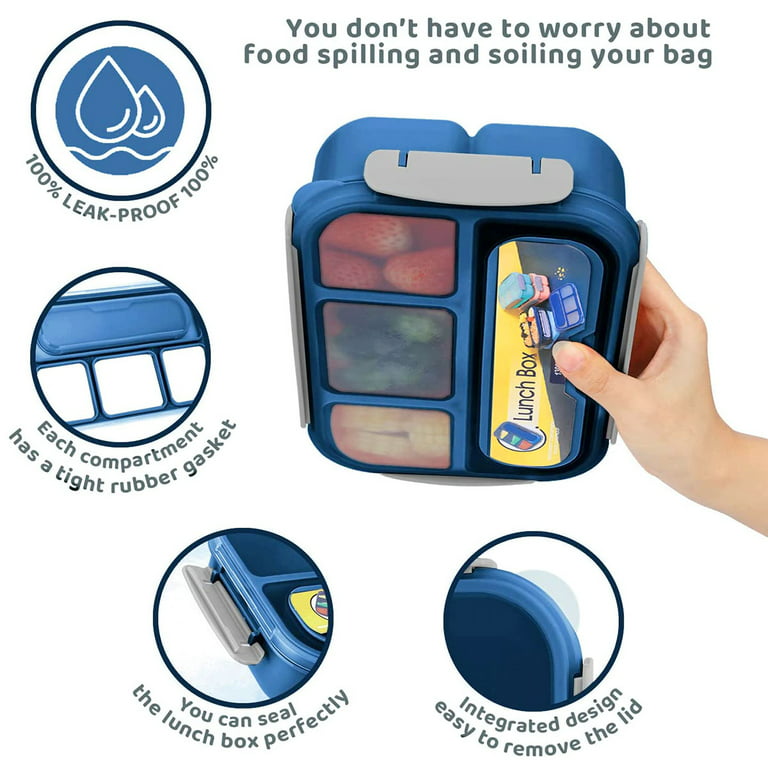SCIREATH 1300ML Bento Box Lunch Box Kit for Kids, 4 Compartments w/Lunch  Bag, Sauce Can, Cake Cups, Fruit Picks, Snack BagsLeakproof Lunch Pre