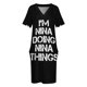 thumbnail image 3 of Camiseta con el nombre "Nina Doing Things" para mujer, vestido largo con bolsillo, ropa de verano., 3 of 6