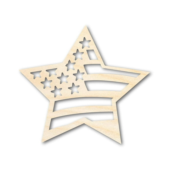 Unfinished Wood USA Star Shape - Craft - up to 46" 14" / 1/8"