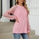 thumbnail image 5 of Camisetas para mujer,Camiseta de manga larga para mujer, cuello redondo, informal, 100 % poliéster, color liso, ideal para uso diario y en casa, sopatenor, 5 of 8