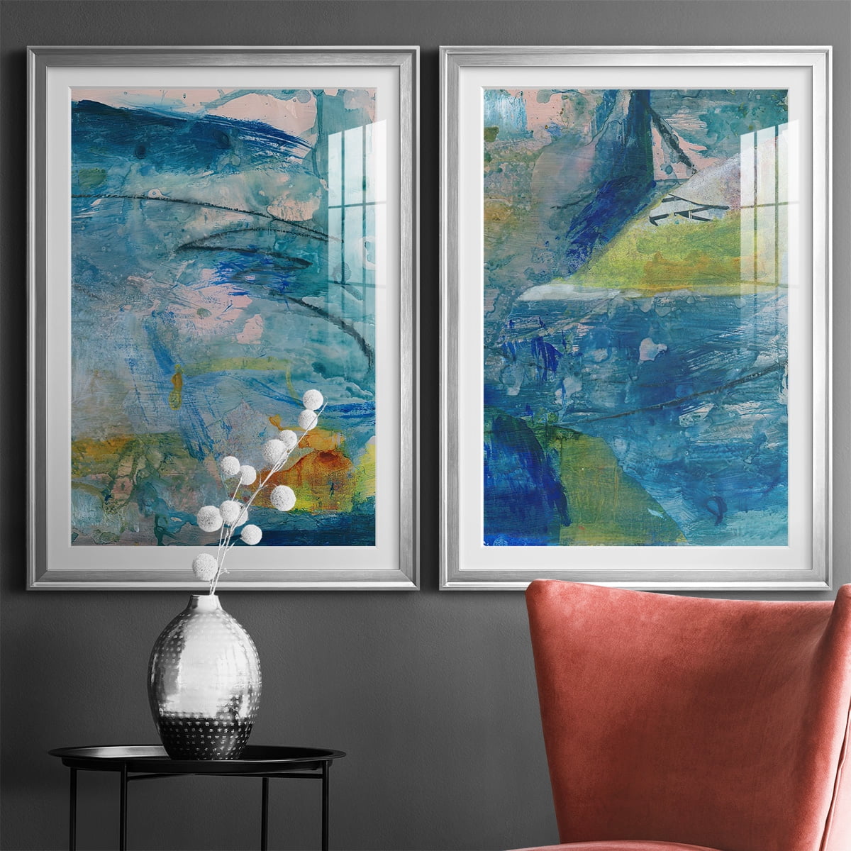 Wexford Home Spring Winds V Premium Framed Print, 18.5" x 24.5" - Ready to Hang, Silver (Set of 2)