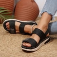 thumbnail image 3 of Rokment Womens Sparkly Rhinestones Ortho Walking Sandals with Arch Support Comfortable Fashion Casual Leather Memory Foam Platform Wedge Slingback Dressy Non Slip Work Summer Shoes Black Size 6, 3 of 8