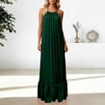 thumbnail image 2 of DGMIOCS Women's Backless Sleeveless Maxi Dress Oversized Duster Coat Style Long Dress with Spaghetti Straps for Everyday Versatile Wardrobe Dark Green L, 2 of 7