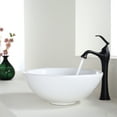 thumbnail image 2 of KRAUS Soft Round Ceramic Vessel Bathroom Sink in White with Pop-Up Drain in Oil Rubbed Bronze, 2 of 8