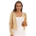 thumbnail image 6 of Miutii Women Party Club Cocktail Sparkly Jacket Sequins Cardigan Coat Outerwear Slim Fit Cover Ups Gold S, 6 of 8