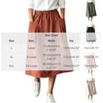 thumbnail image 4 of Cotton Linen Midi Skirts For Women Elastic Waist Button Detail A-Line Skirt Summer Casual Lounge Vacation Skirts With Pockets, 4 of 7