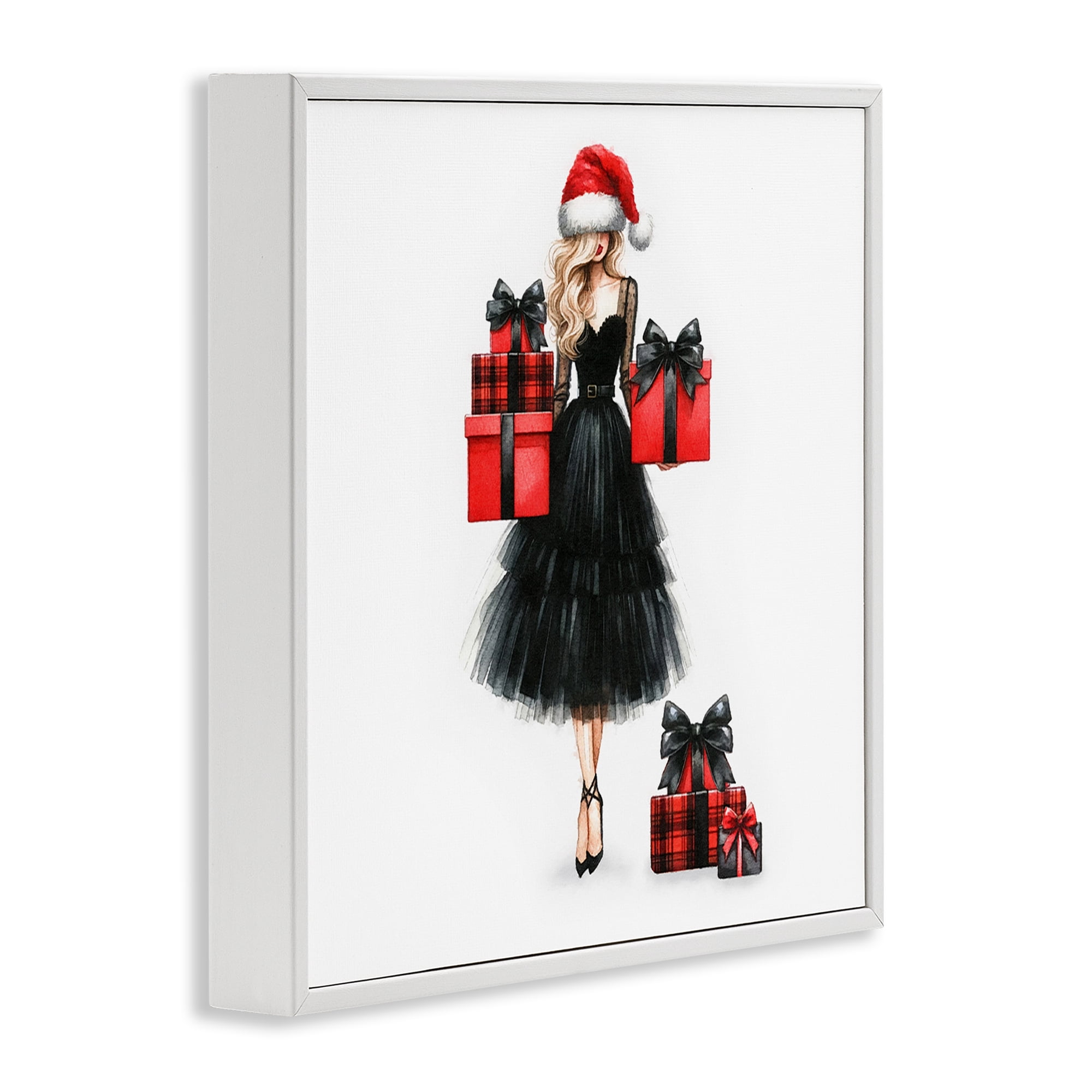 Stupell Industries Fashionable Holiday Shopping Holiday Painting White Framed Art Prints Wall Art, 17 x 17