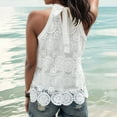 thumbnail image 6 of Undershirts for Women Womens Sleeveless Tops Lace Neck Blouse Solid Lace Crew Neck Tank Top Top for Women Clip Camisoles Women Top Women Casual Summer Shirts Women Dance Top, 6 of 8