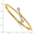 thumbnail image 2 of 14k Two Tone Solid Hinged Polished Safety clasp Gold Diamond Cuff Stackable Bangle Bracelet Measures 11mm Wide - Identif, 2 of 2
