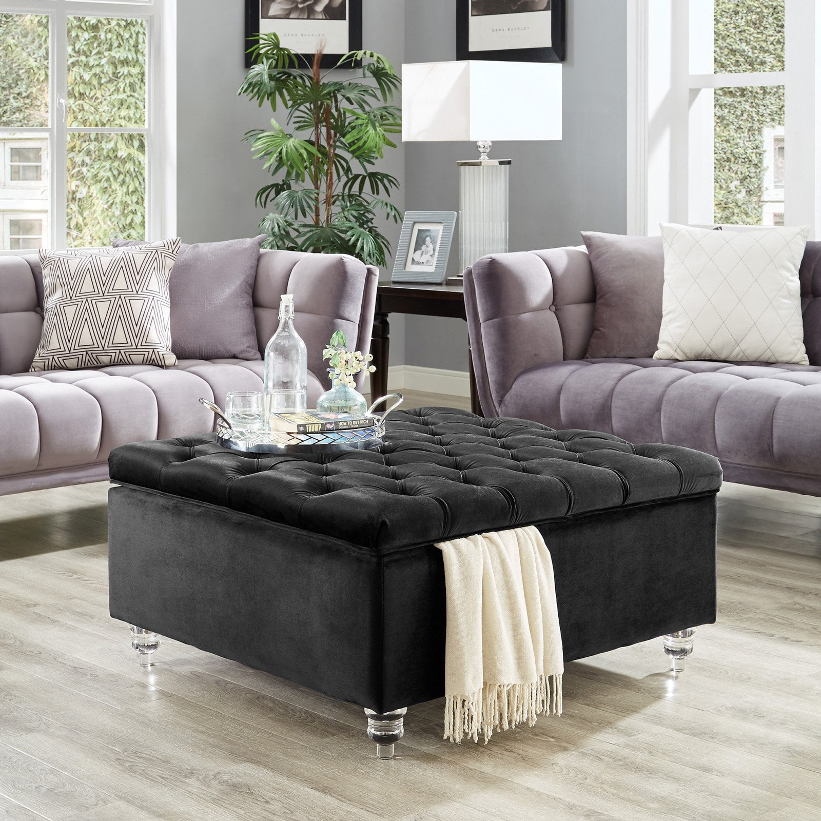 Inspired Home Robert Square Coffee Table Storage Ottoman - Walmart.com