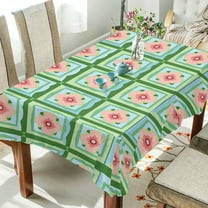Yayeee Tablecloths 54" x 54" Rectangle Wrinkle Resistant Party Table Cover, Green Blossom Mosaic