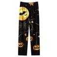 thumbnail image 3 of Women's Halloween Pajamas Black Cat Full Moon Print Lounge Pants Elastic Waist Casual Sleep Trousers Soft Relaxed Fit Sleepwear Bottoms Spooky Season PJs, 3 of 5