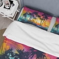 thumbnail image 4 of Designart "Palm Trees Vibrant III" Modern Landscape Beach Bedding Covert Set - Modern Beach Pink Landscapes Bed Set With 2 Shams, 4 of 6