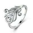 thumbnail image 1 of Peacock Tail Ring Inlaid Teardrop Cut Rainbow Zircon Elegant Promise Finger Ring, 1 of 5