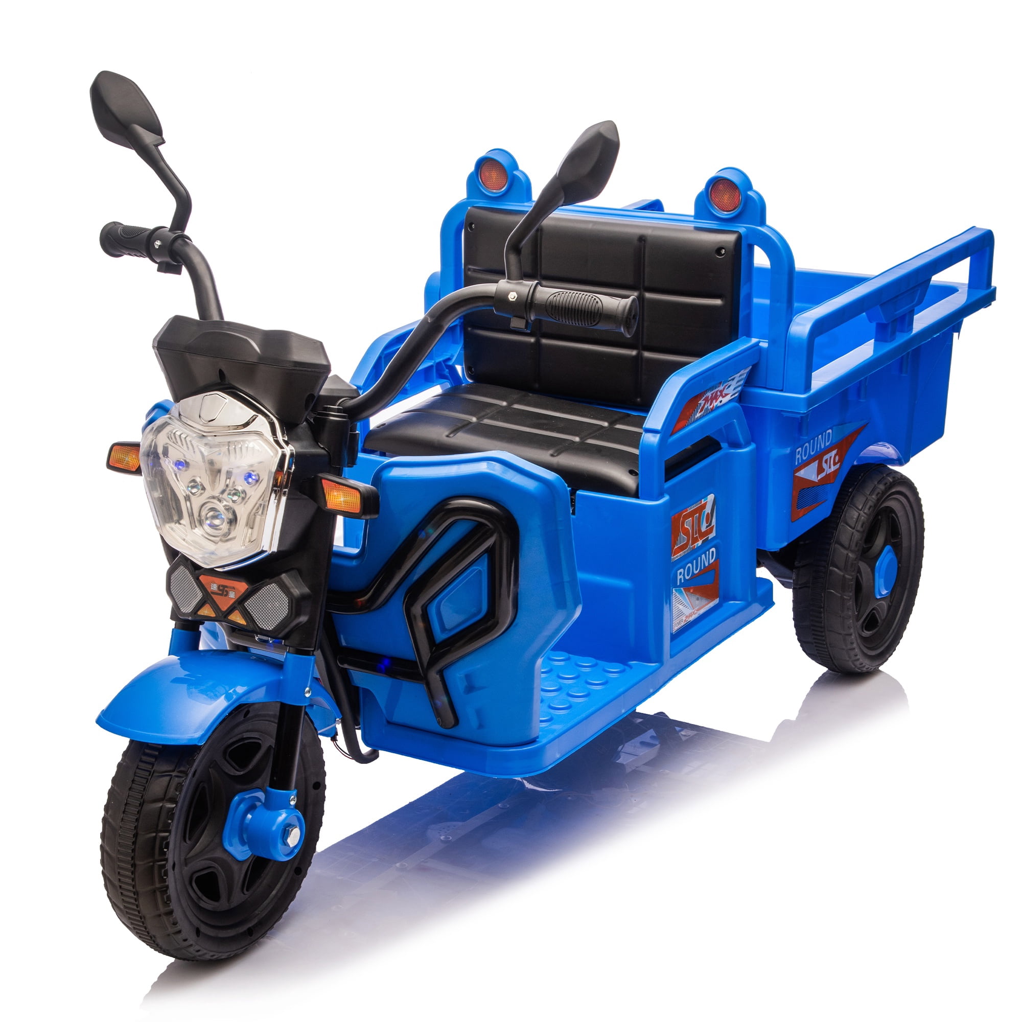 iRerts 12V Ride on Toys, Electric 3 Wheel Ride on Cargo Trucks with LED Lights, Music, Large Storage Space, Powered Ride on Cars Electric Trike for Kids Toddlers Ages 3-6, Blue