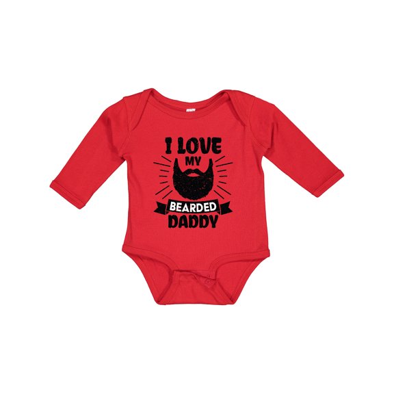 Inktastic I Love My Bearded Daddy for Fathers Day with Grunge Boys Long Sleeve Baby Bodysuit