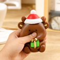 thumbnail image 4 of Christmas Bear Squishy Toy, Brown Bear with Santa Hat and Gift Stress Squeeze Ball, Crunchy Sound Slow Rising Relief Fidget Toy, Anxiety Sensory Ball for Adults, Holiday Gift, 4 of 4