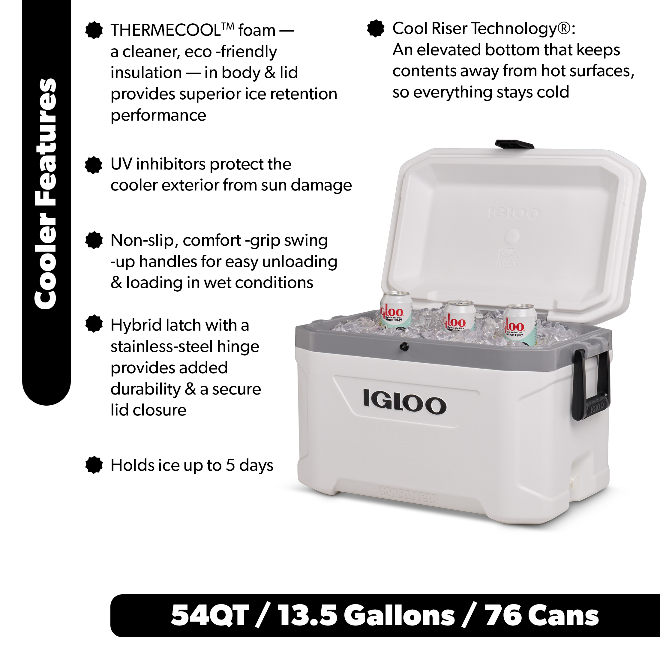 Igloo 54 QT Hielera Marina Ultra, Blanco 2