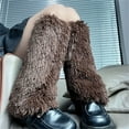 thumbnail image 4 of Fashionable Fuzzy Leg Warmers Soft Plush Boot Cuffs Footless Socks Colorful Rainbow Leg Gaiters for Costume Parties, 4 of 9