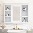 thumbnail image 2 of JERFIT 35" x 28" Modern Bathroom Mirror Medicine Cabinet with Soft-Close Door, 6 Adjustable Shelves, Towel Bar, Wall Mounted Storage for Bathroom Organization, White, 2 of 10