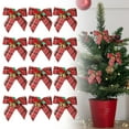 thumbnail image 1 of 12 Pack Nœuds d'Arbre en Lin à Carreaux Rouges et Verts pour Noël Couronne Nœud pour Guirlande d'Arbre Artisanat Couronne d'Emballage Décorations Suspendues de Noël, 1 of 9