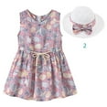 thumbnail image 4 of Petites Filles Robe de Princesse Ensemble d'Été Mode Décontractée Robe Sans Manches + Chapeau de Soleil, 4 of 4