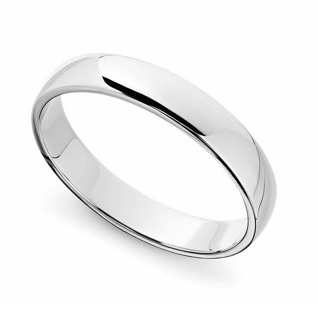 Precious Stars Bague de Mariage Polie Coupe Standard en Or Blanc 14K 4-mm Unisexe