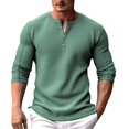 thumbnail image 2 of Mens Polo Shirts Autumn And Winter Plaid Long Sleeve Round Neck Multi Button Sleeve Top Streetwear, 2 of 4