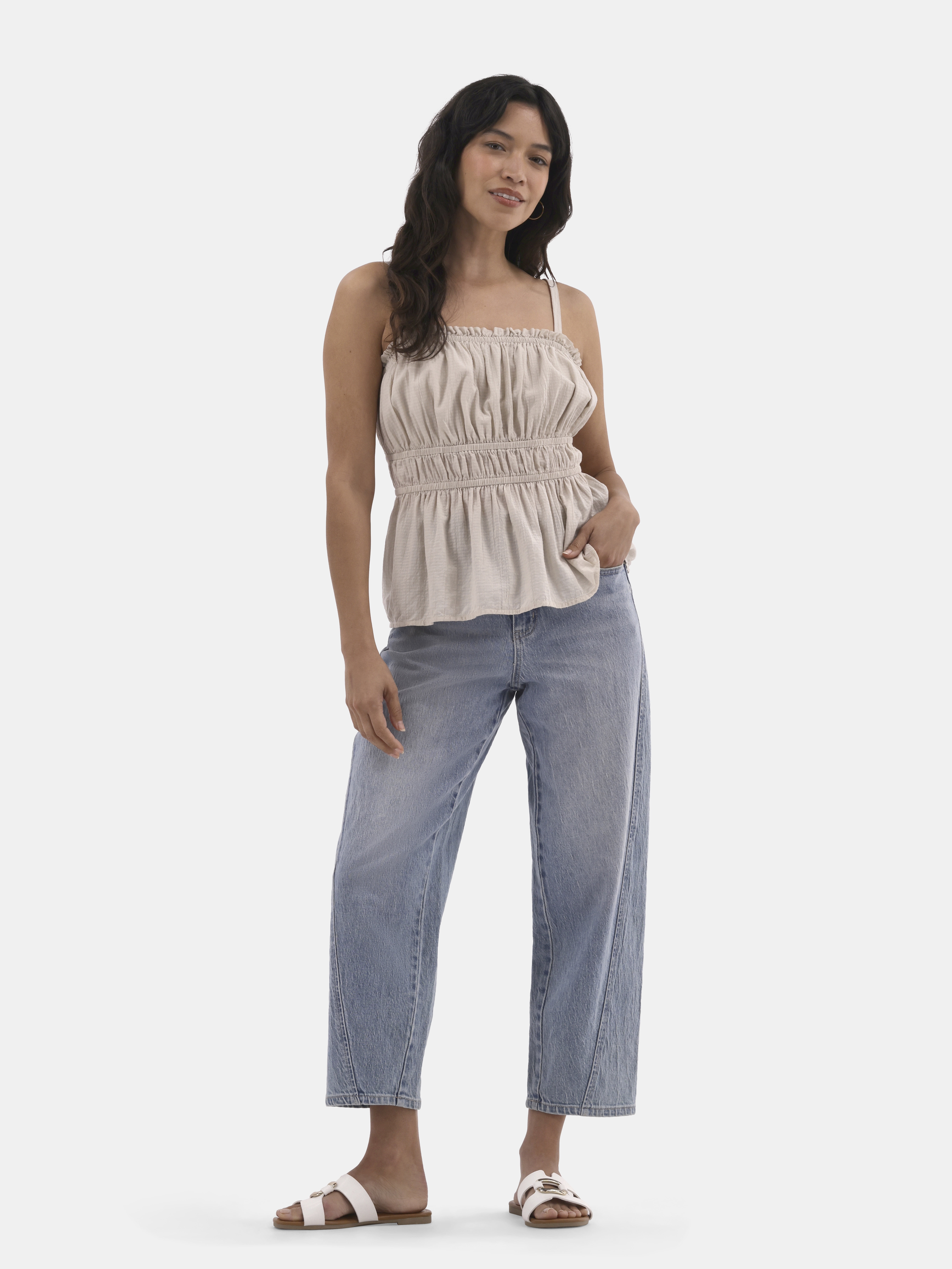 Time and Tru Women's Smocked Tank Top, Sizes XS-XXXL
