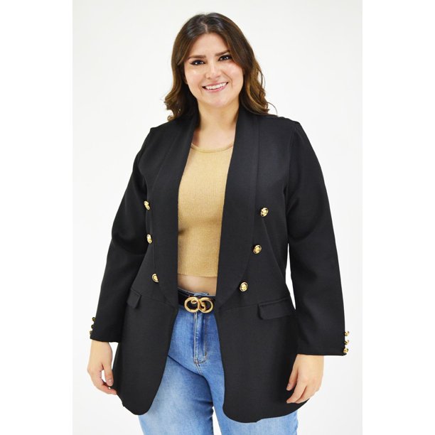 Blazer largo Roman Fashion /Tallas Extras, 2846 (Negro) negro 38 Roman Fashion JA-EXO-2846-NEGRO