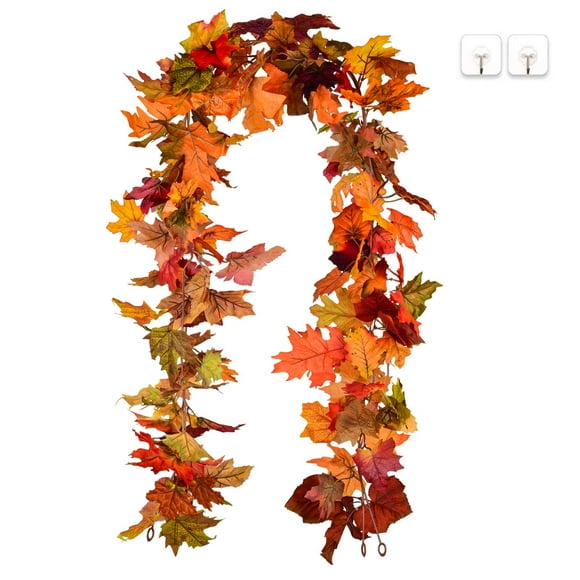 Coolmade 2 Pack Automne Guirlande d'Érable - 5.9ft/Piece Artificielle Automne Feuillage Guirlande Coloré Décor d'Automne pour Fête de Mariage à la Maison (Couleur Mixte)