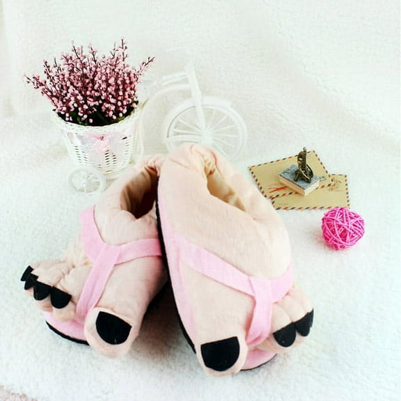Worgeous Funny Unisex Winter Indoor Big Toes Feet Warm Plush Slippers - Free Size (Random Color)