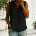 thumbnail image 2 of fheaev Tank Tops for Women Loose Fit Sleeveless Dressy Casual V Neck Button Down Summer Blouses Black L, 2 of 7