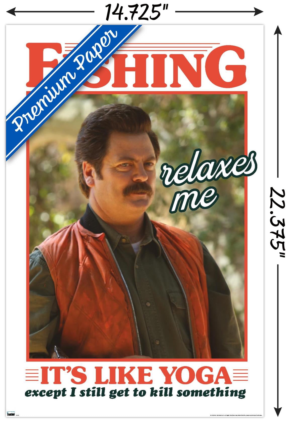 Parks and Recreation - Ron Swanson Fishing Wall Poster, 14.725" x 22.375"