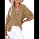 thumbnail image 2 of Blusas Casuales de Larga con Cuello en V y Botones para Mujer, Blusas Lisas de Gran Tamaño. Amarillo Terroso XXL, 2 of 7