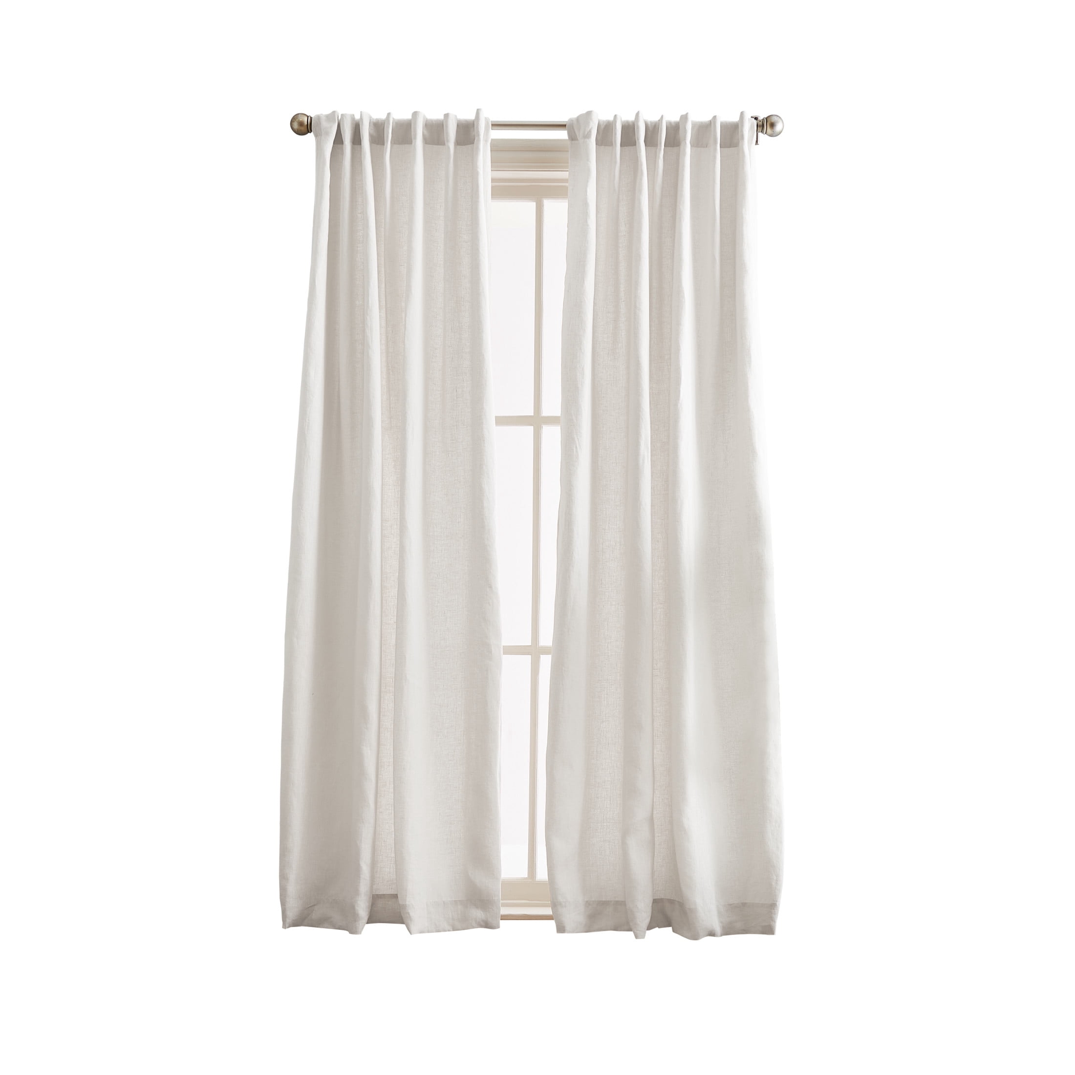 Peri Home 100% Linen 95" Backtab, Lined Linen , Curtain Panel Pair, White, Adult