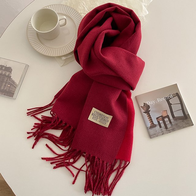 Korean fashion Women Double Cashmere Scarf Big Shawl Winter Warm Soft Solid Brand Bandana Lady Pashmina Tassel Blanket Scarves