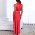 thumbnail image 7 of GZWYHT Sets for Women Lounge Sets for Women Women's Summer Long Formal Satin Dress Mock Neck Sleeveless Flowy Maxi Tank Top And Skirt Track Suits for Women Set 2 Piece Sets for Women Red L, 7 of 7