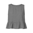 thumbnail image 5 of WEIWEN Linen Tank Tops for Women Dressy Casual Ruffle Hem Sleeveless Vest Shirts Womens Summer Outfits 2026 Trendy Beach Vacation Blouses Grey, XL, 5 of 6