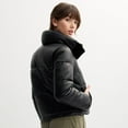thumbnail image 2 of Juniors' Sebby Faux Leather Puffer Coat Color: Black Size: LARGE, 2 of 4