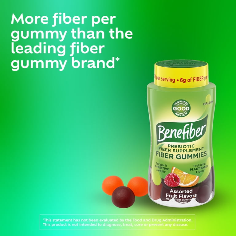 Benefiber Prebiotic Fiber Supplement Gummies for Digestive Health, Assorted Fruit, 81 ct