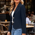 thumbnail image 5 of IUYRTFE Women Double Button Lapel Blazer Long Sleeve Slim Fit Casual Business Suit Jacket, 5 of 9